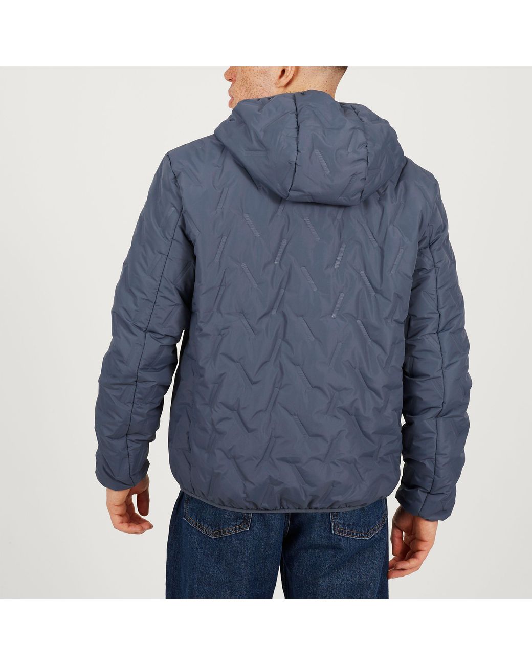 Brave Soul Blue Padded Heat Seal Jacket With Hood for men