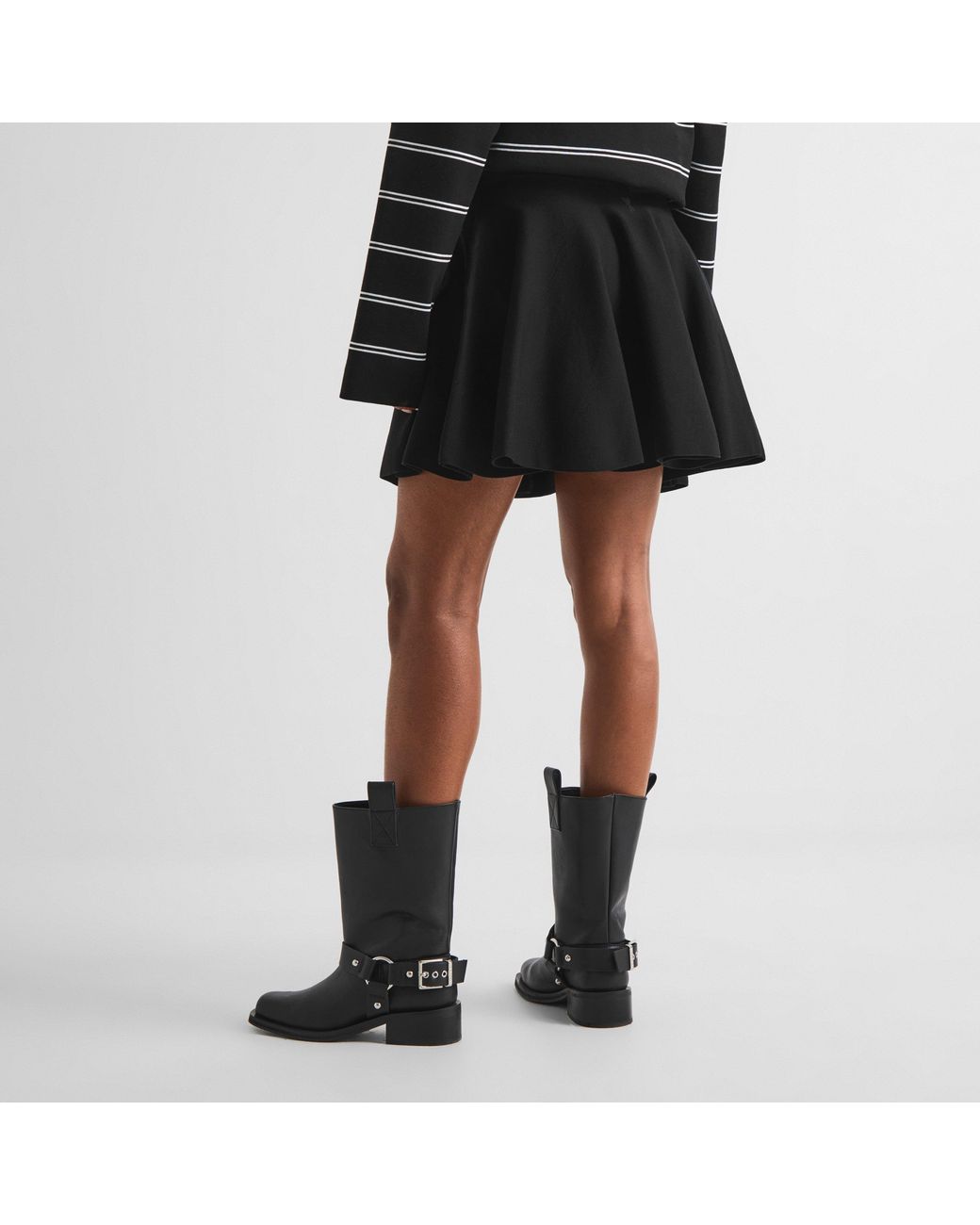 AMI Black Godet Viscose Mini Skirt