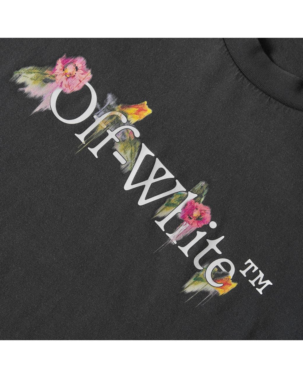 Off-White c/o Virgil Abloh Black Short-Sleeve Floral Cotton Cropped T-Shirt