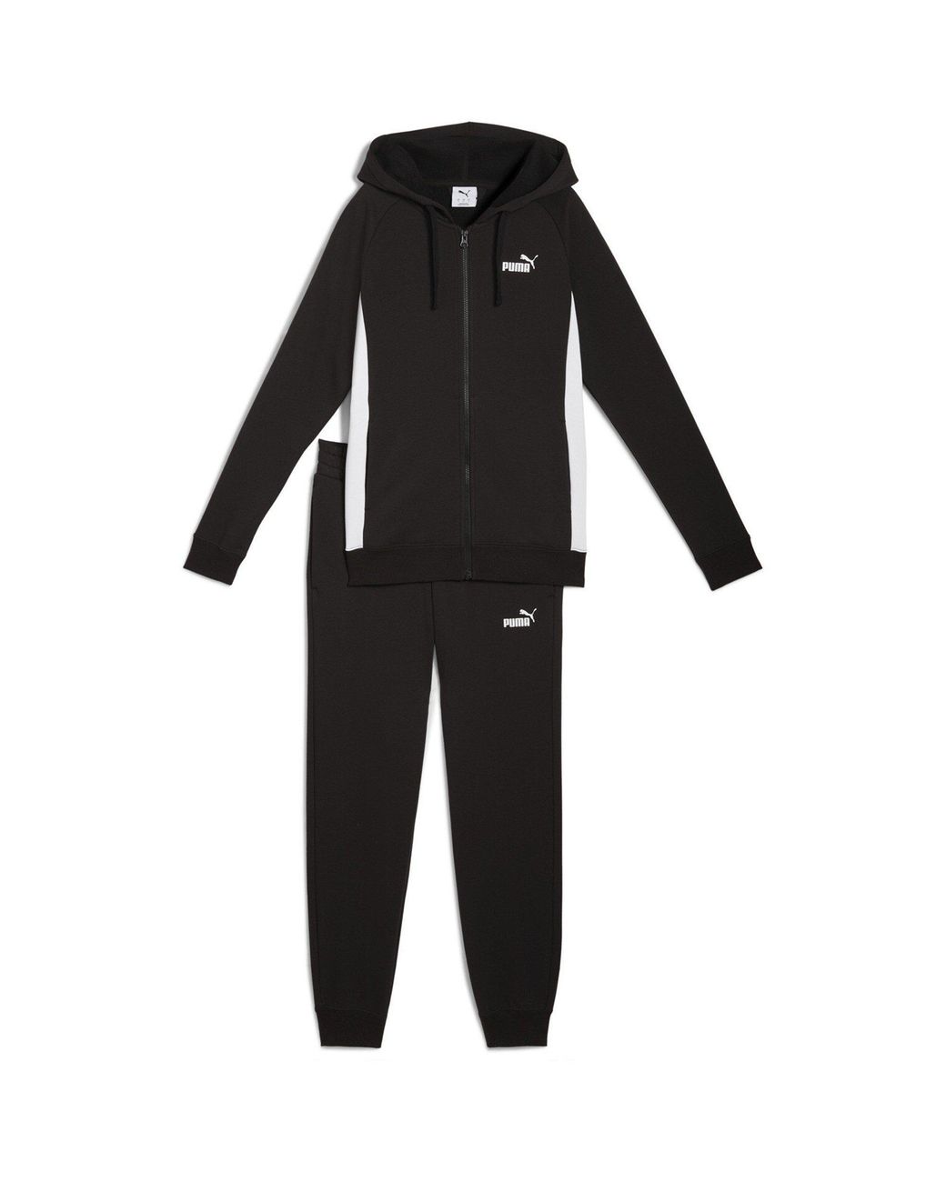 PUMA Black Full Zip Hooded Fleece Tracksuit