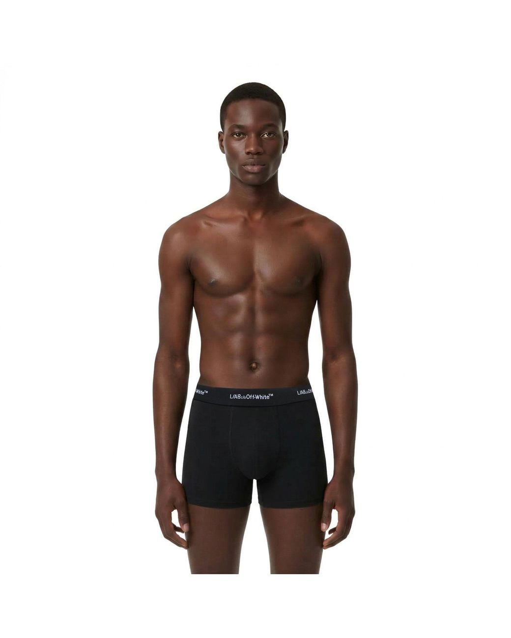 L/AB Off White Blue 3" No-Fly Cotton Boxer Brief for men