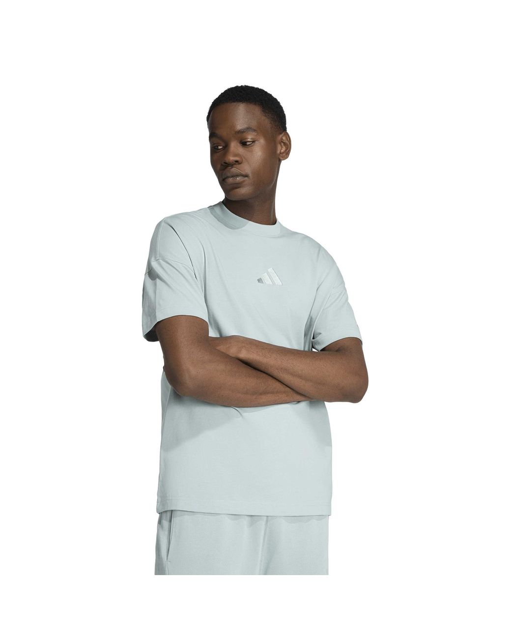 Adidas Blue All Szn Cotton Short-Sleeve Oversized-Fit T-Shirt for men