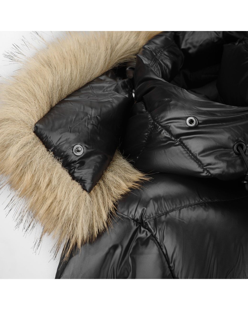 ARCTIC ARMY Black Arctic Long Puffer Water Resistant Detachable Hood Calf Length Jacket