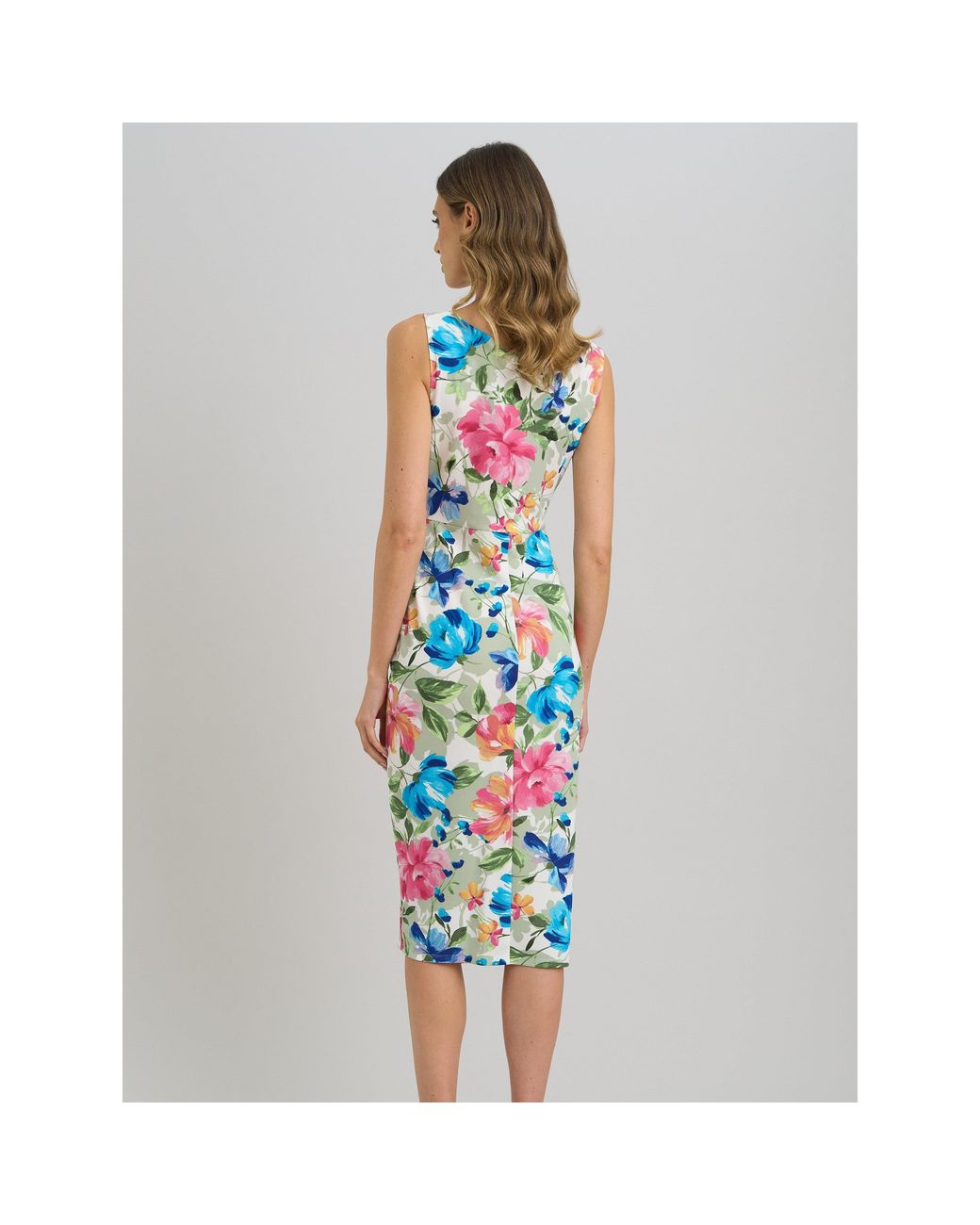 Gina Bacconi Blue Roma Twist Knot Floral Dress