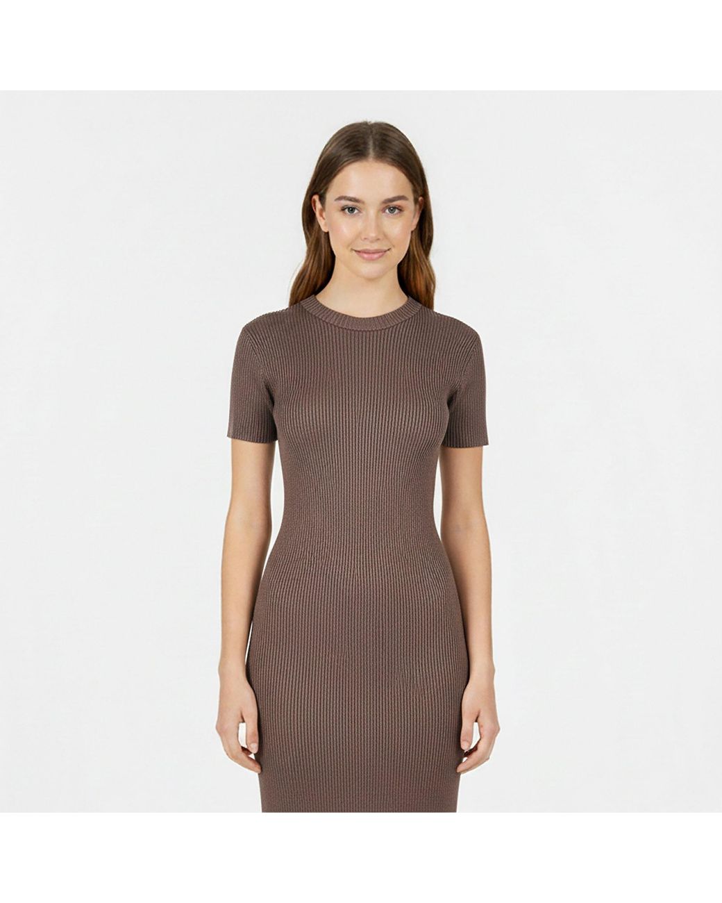 Jack Wills Brown Travel Rib Midi Knitted Jumper Dress