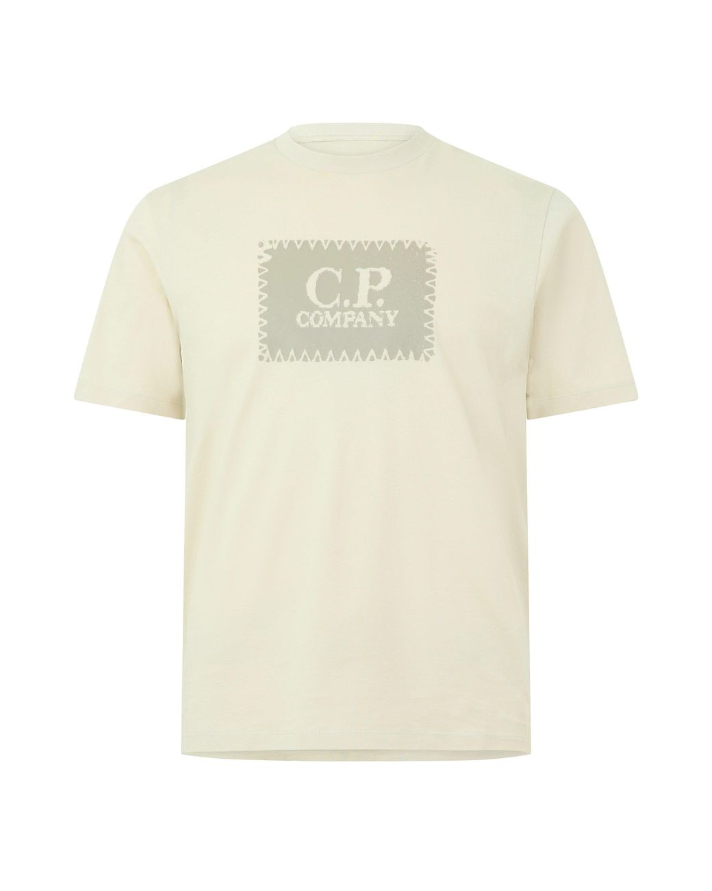 C P Company White Block Logo Regular Fit T-Shirt for men