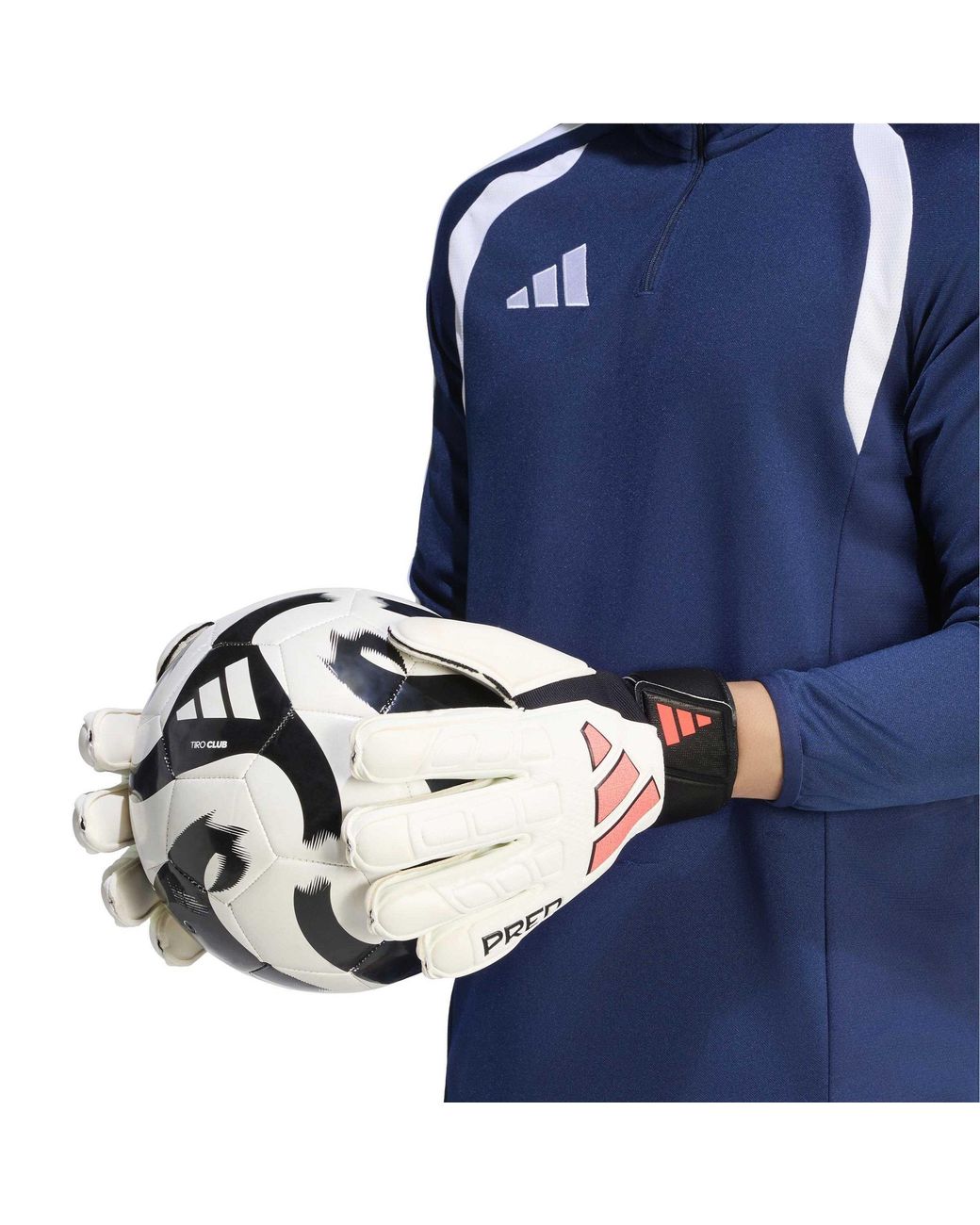 Adidas White Predator Match Fingersave Goalkeeper Gloves Adults
