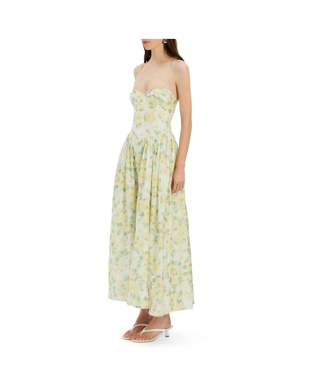 Bardot Yellow Estie Printed Floral Cotton Evening Maxi Dress