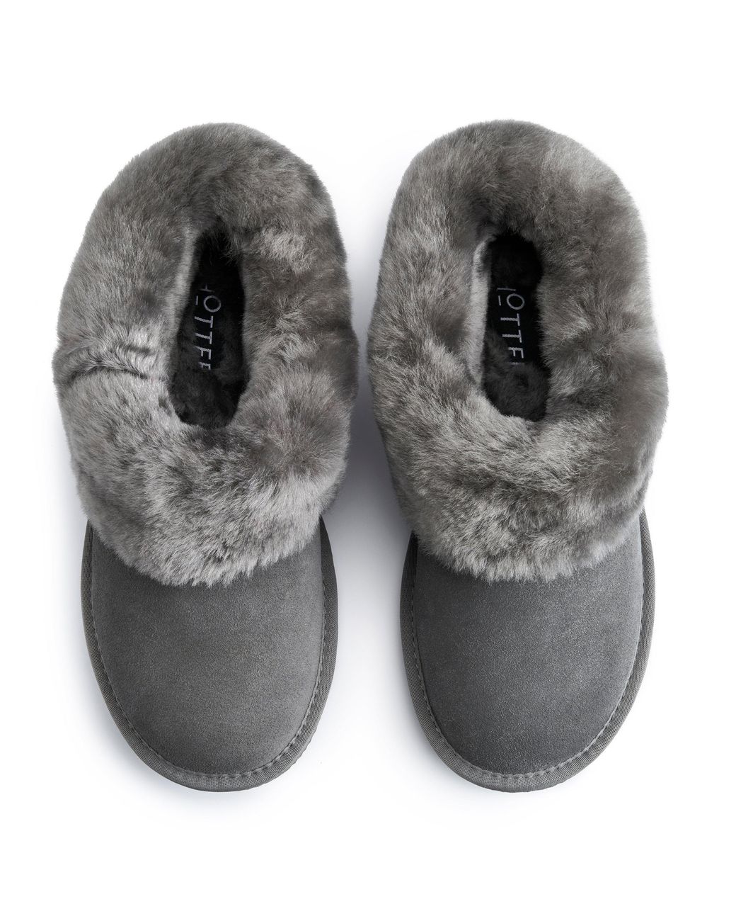 Hotter Gray Hug Suede Sheepskin Full Fit Slippers
