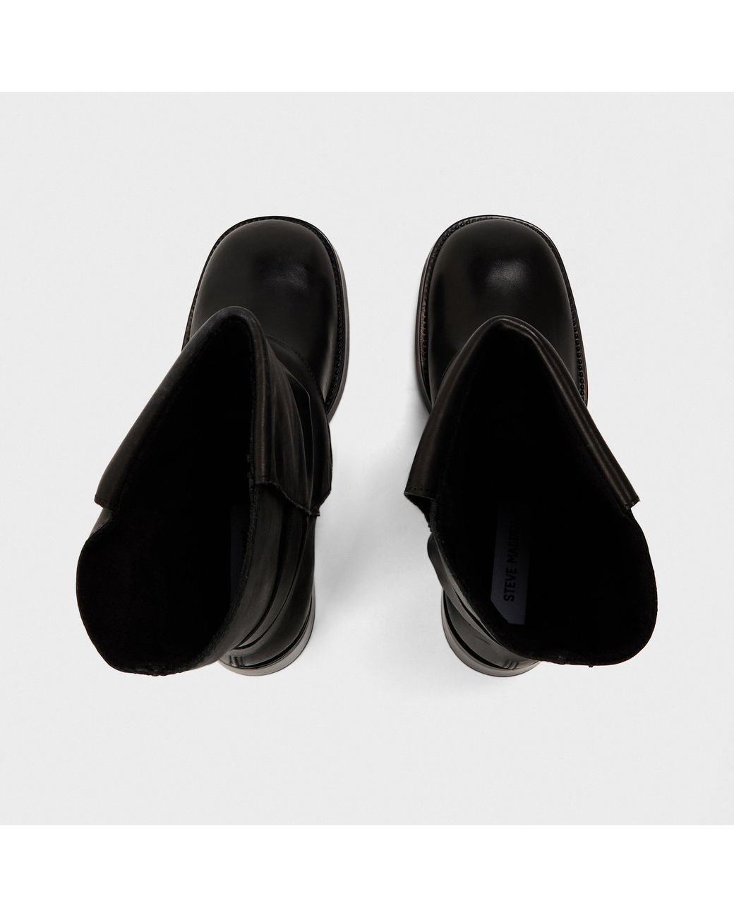 Steve Madden Black Bonfire Trench Boots With Metallic Pattern