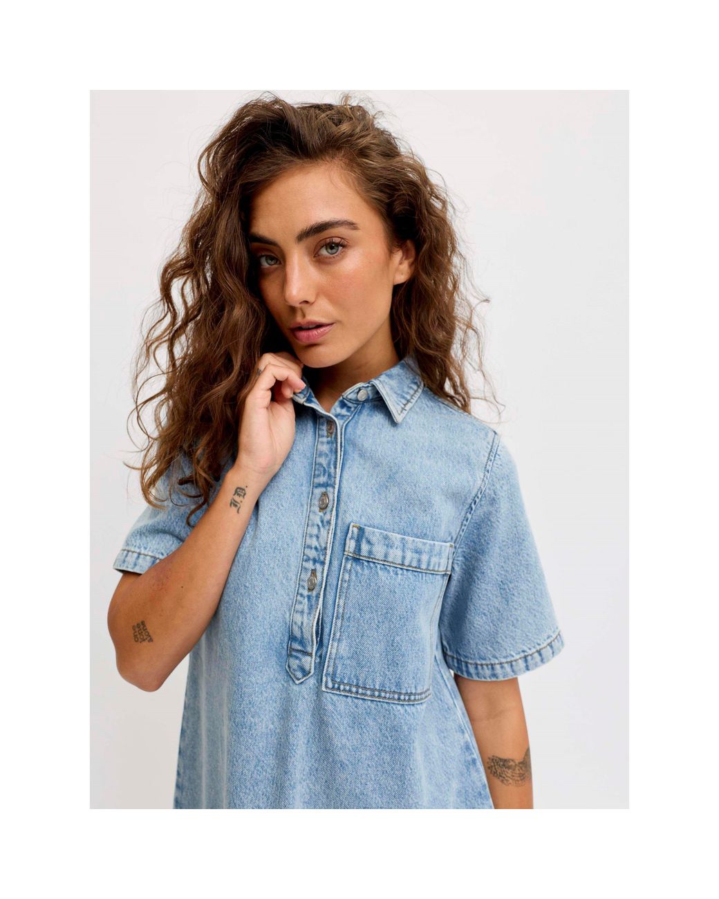 JJXX Blue Denim Shirt Dress