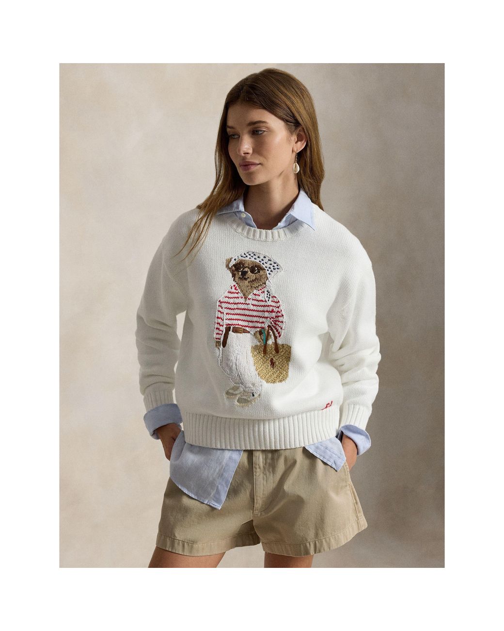 Polo Ralph Lauren White Crew Neck Jumper