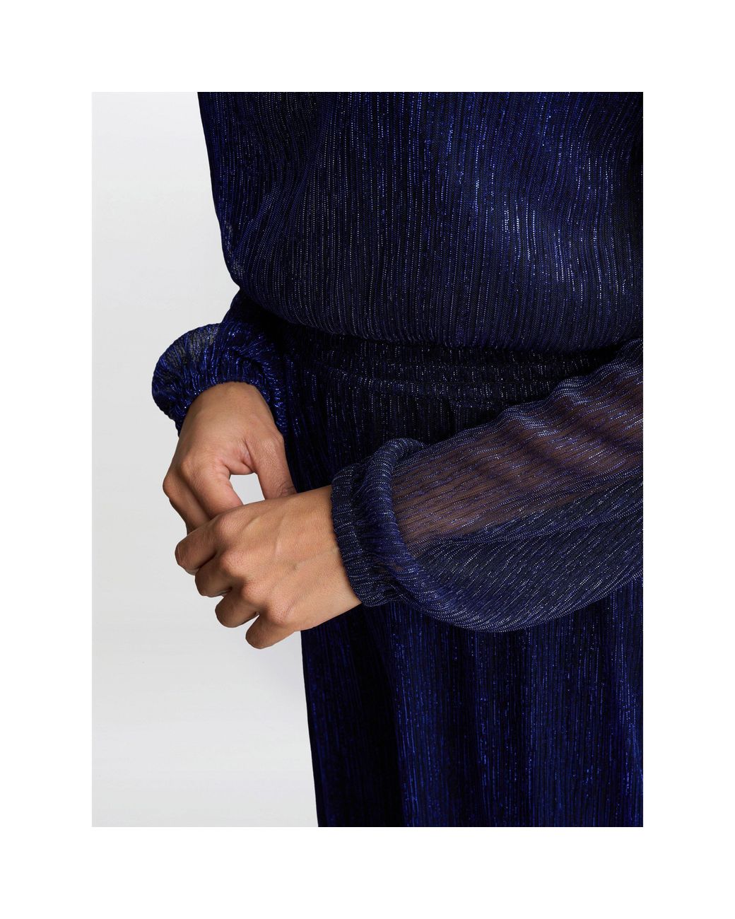 Gina Bacconi Blue Kylie Metallic Knit Jumpsuit