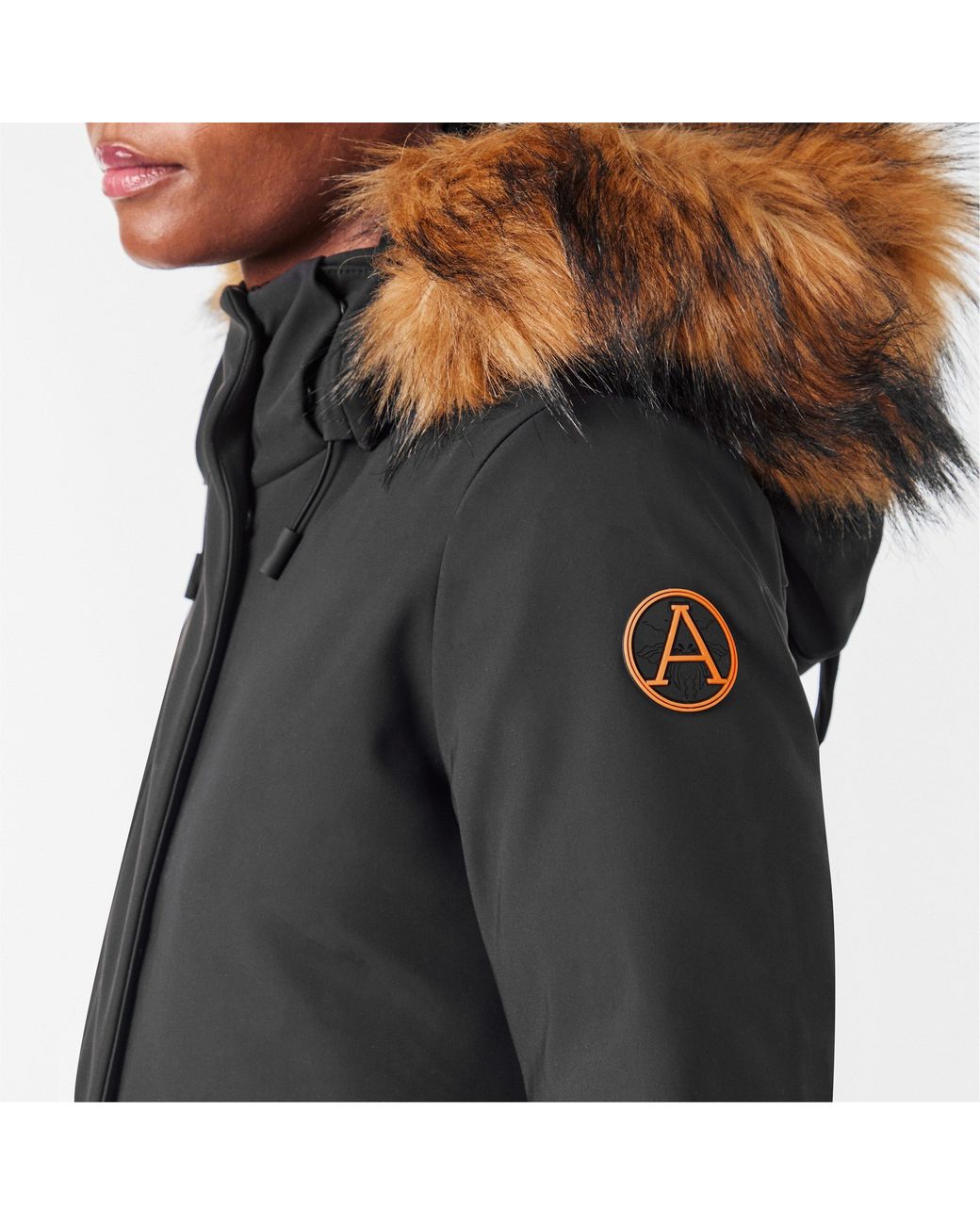 ARCTIC ARMY Black Hooded Long Sleeve Weather Resistant Parka