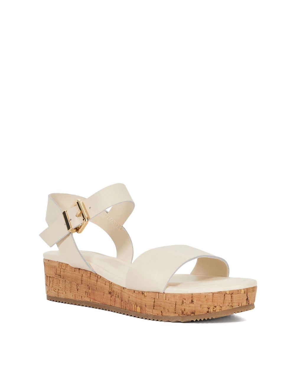 Dune White Lazered Leather Flatform Sandals