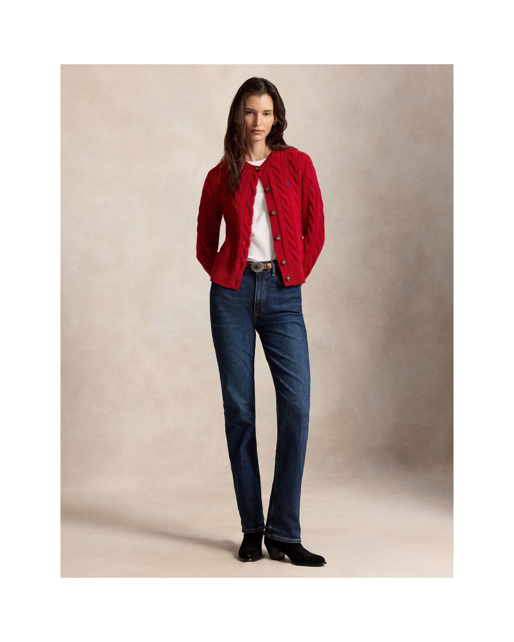 Polo Ralph Lauren Red Cable Knit Cardigan