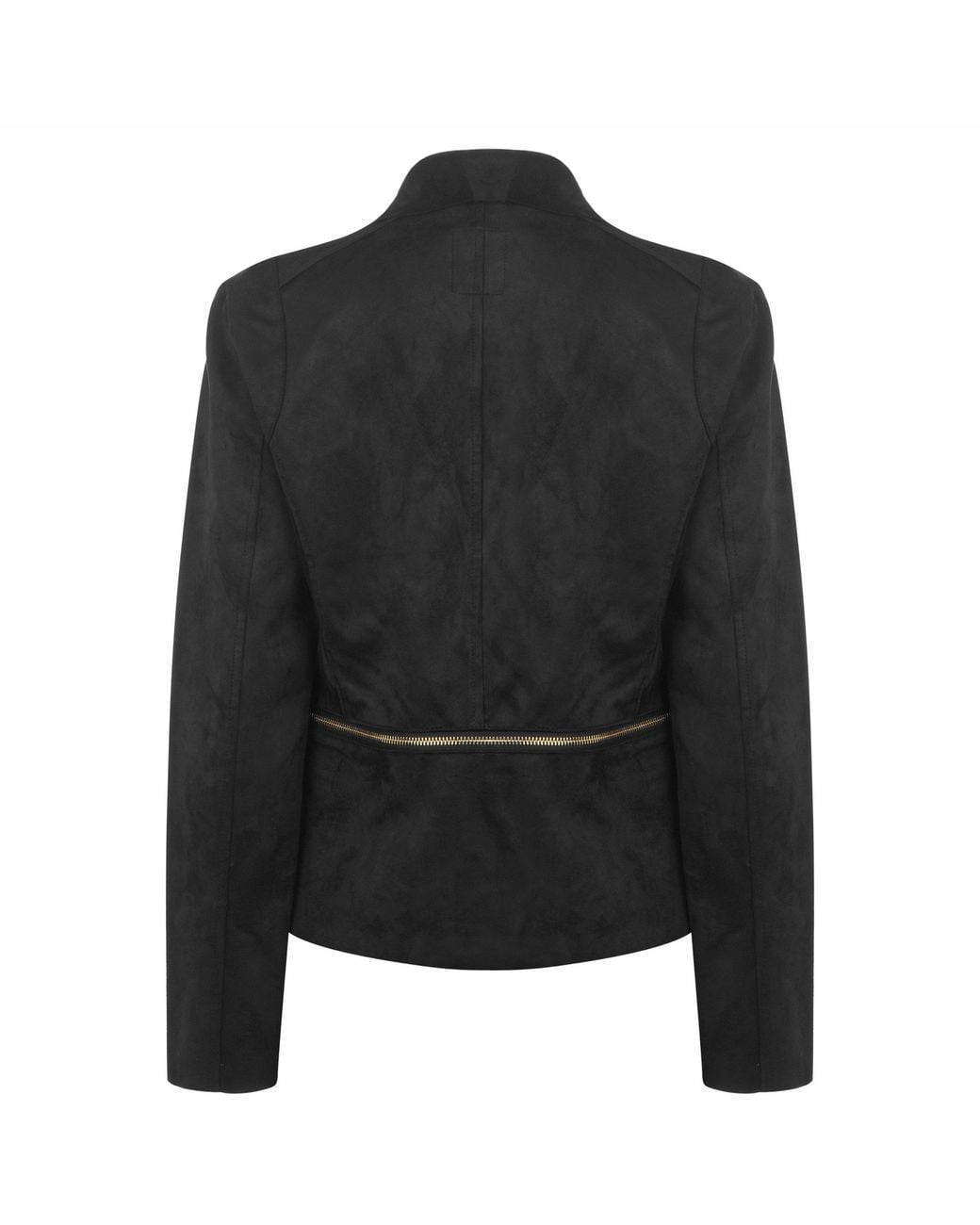 Biba Black Waterfall Faux Suede Long Sleeve Overcoat