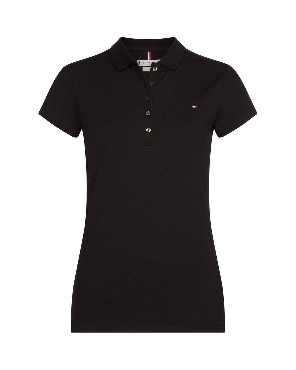 Tommy Hilfiger Black Heritage Short Sleeve Slim Fit Polo Shirt Ladies