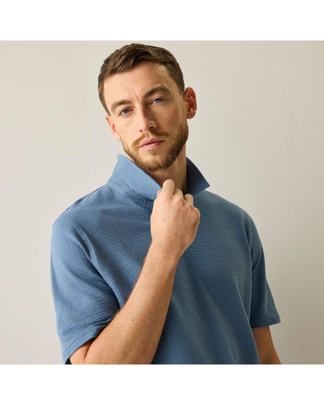 Regatta Blue Delray Cotton V-Neck Short-Sleeve Polo for men