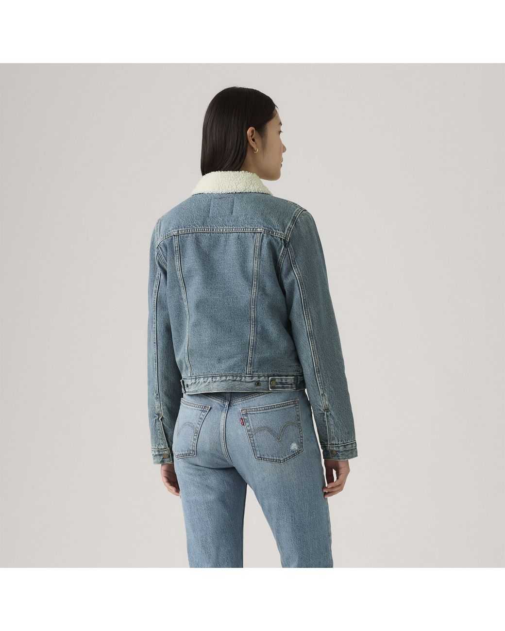 Levi's Blue Sherpa Trucker Denim Slim-Fit Jacket
