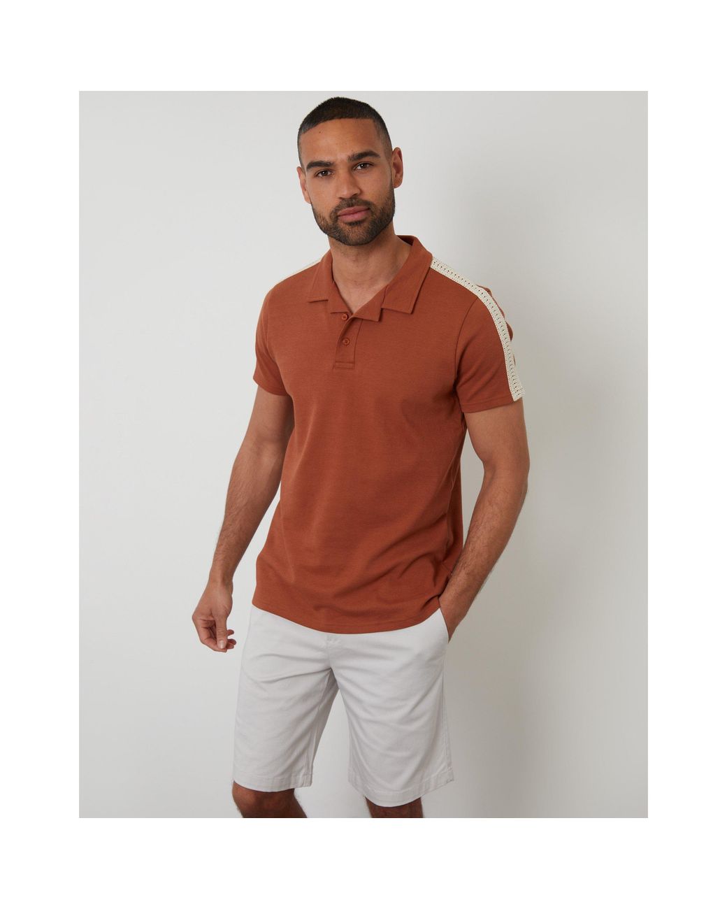 Threadbare Brown Kirkby Short-Sleeve Polo Shirt for men