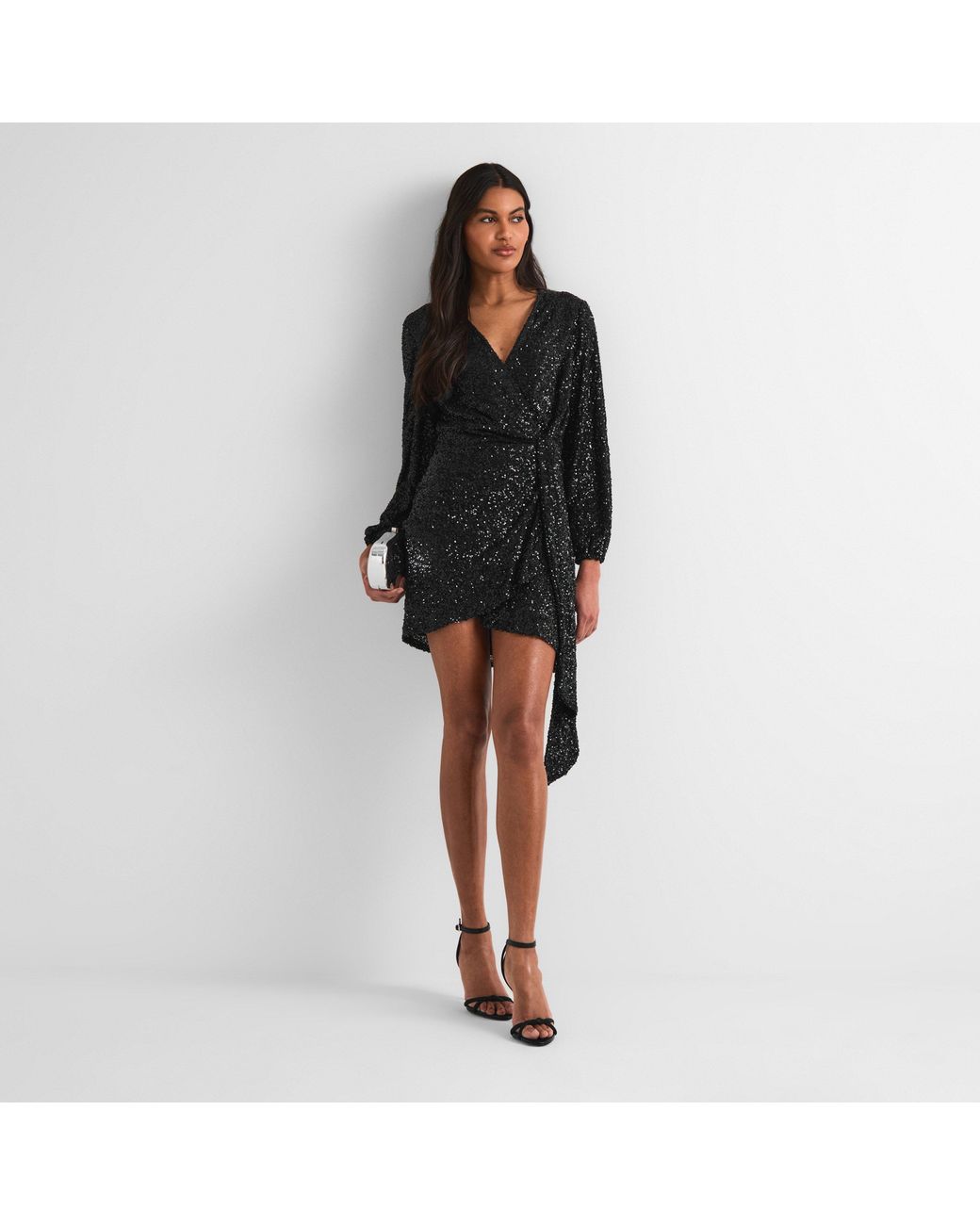 Never Fully Dressed Black Seq Vienna Wrap Dress