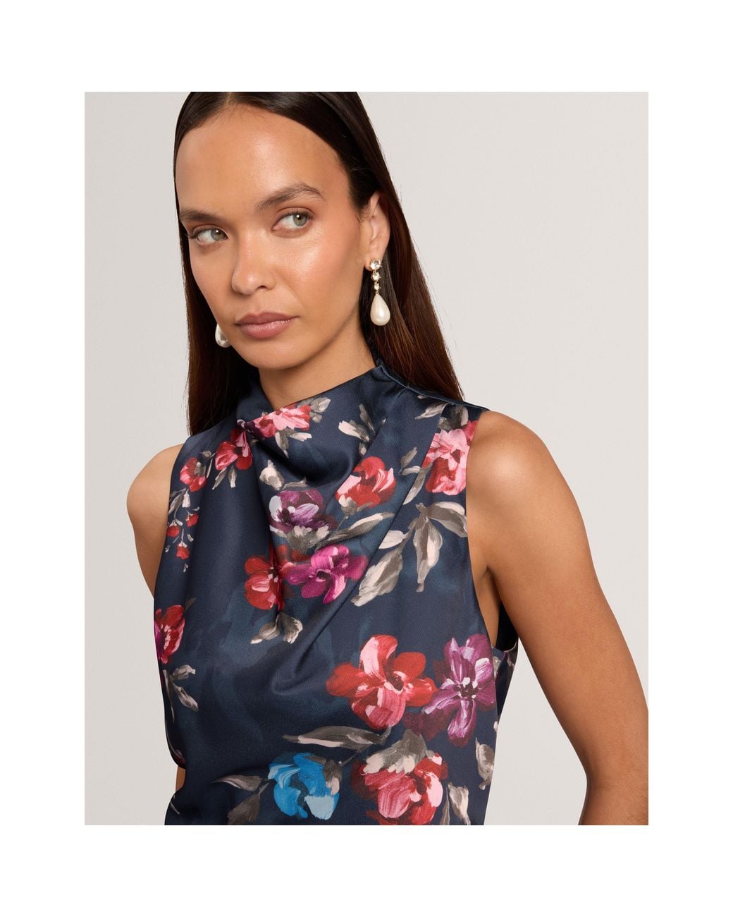 Ted Baker Blue Ted Floral Drape Top Ld71