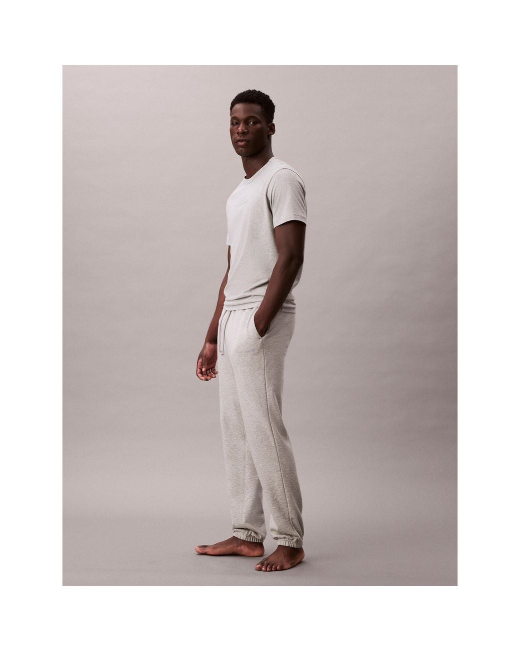 Calvin Klein Gray Logo Cotton Joggers for men