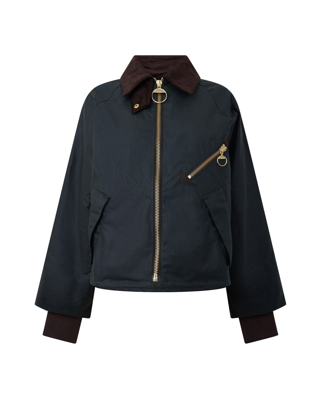 Barbour Black Arlene Cotton Long Sleeve Full Zip Wax Jacket