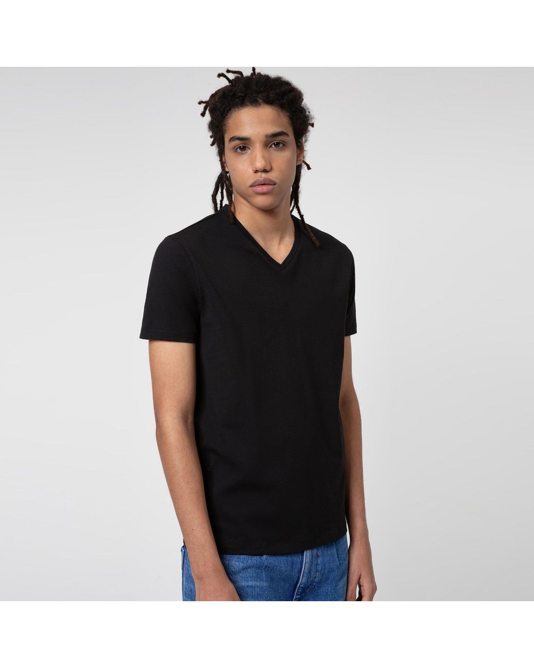 HUGO Black Short Sleeve V Neck T Shirt for men