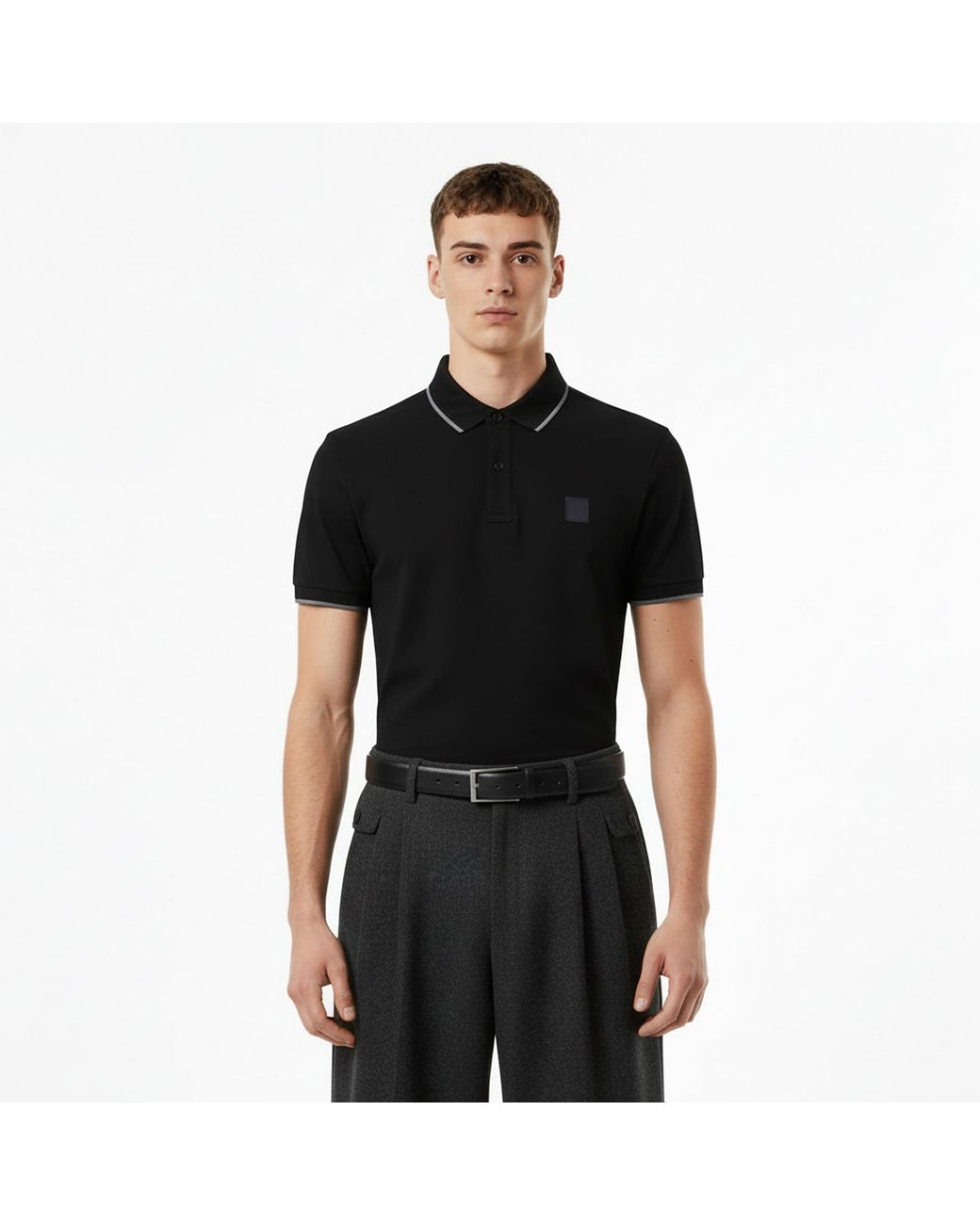 Boss Black Pique Short Sleeve Polo Shirt With Logo Detail for men