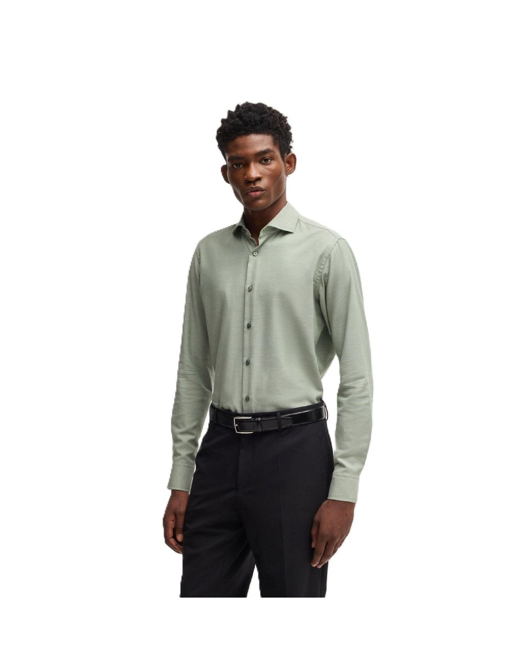 Boss Gray H Joe Spread Long Sleeve Oxford Shirt for men