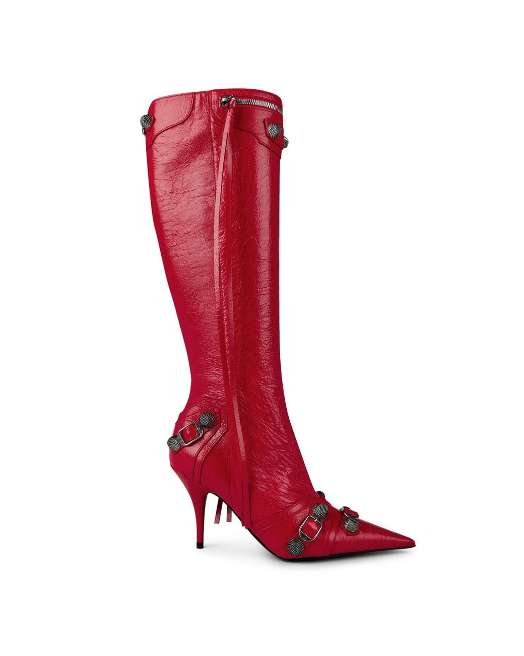 Balenciaga Cagole Heeled Boots in Red | Lyst UK