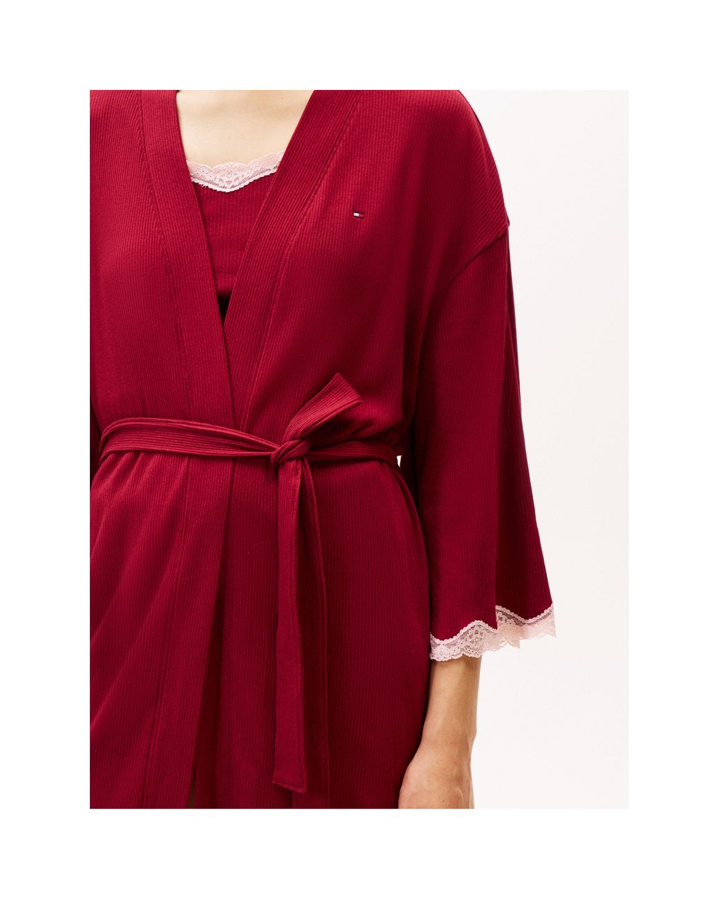 Tommy Hilfiger Red Lacee Kimono Dressing Gown