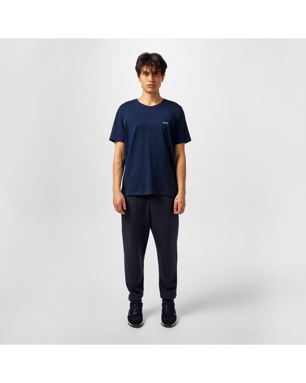 Boss Blue Bodywear Mix & Match Premium Cotton T-Shirt With Logo Detail for men