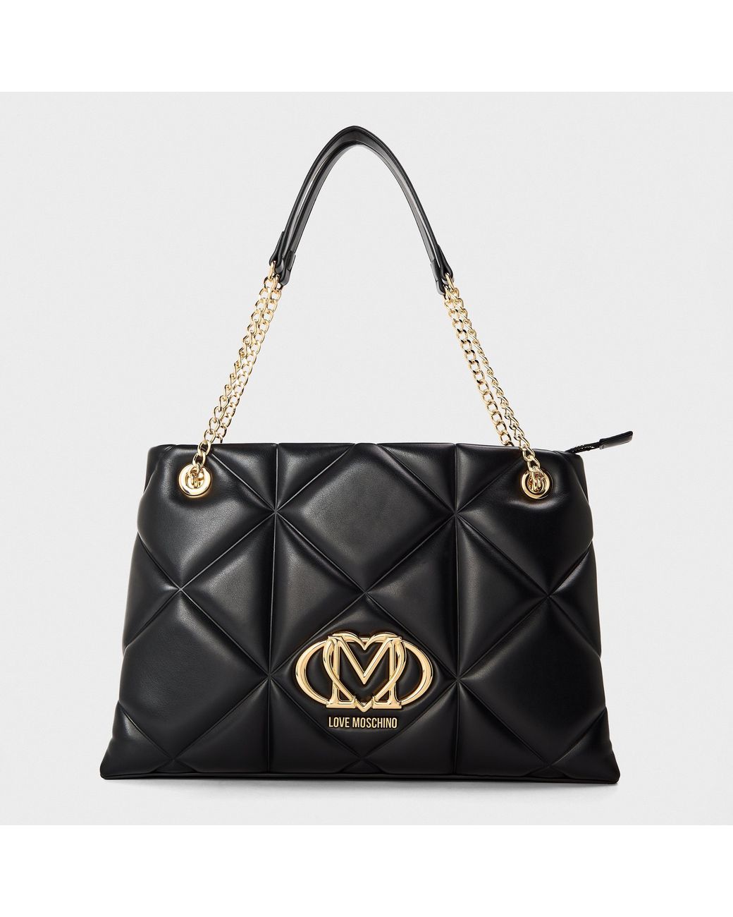 Love Moschino Black Quilted Faux Leather Tote Bag