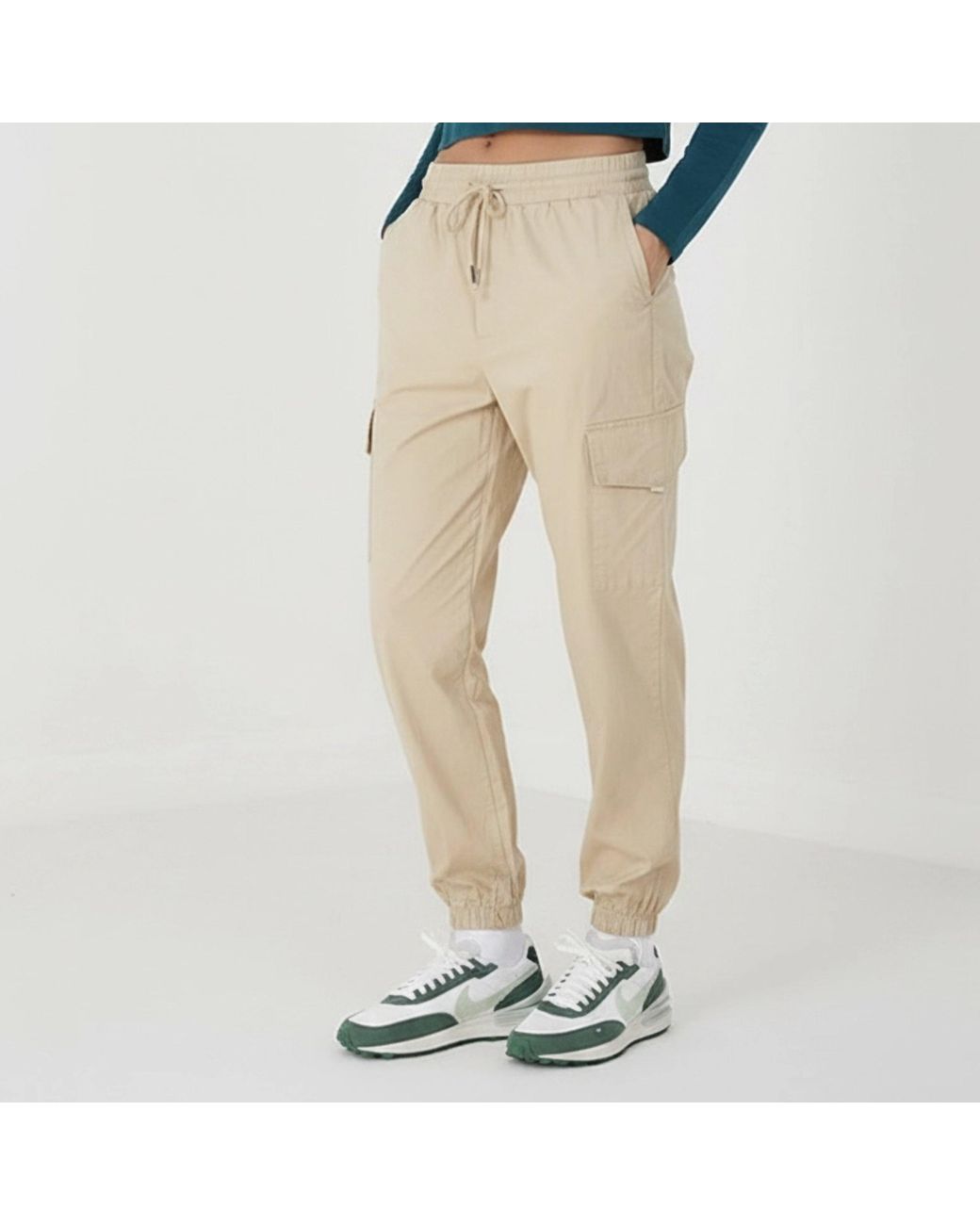 Brave Soul Natural Bs Slim Leg Cargo Pants With Pockets