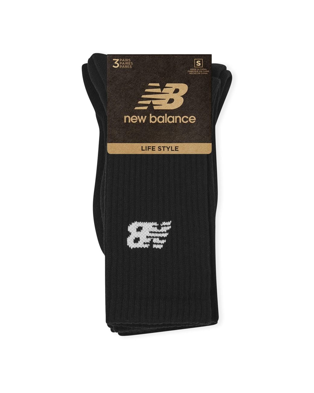 New Balance Black Everyday Crew Socks 3-Pack Adults