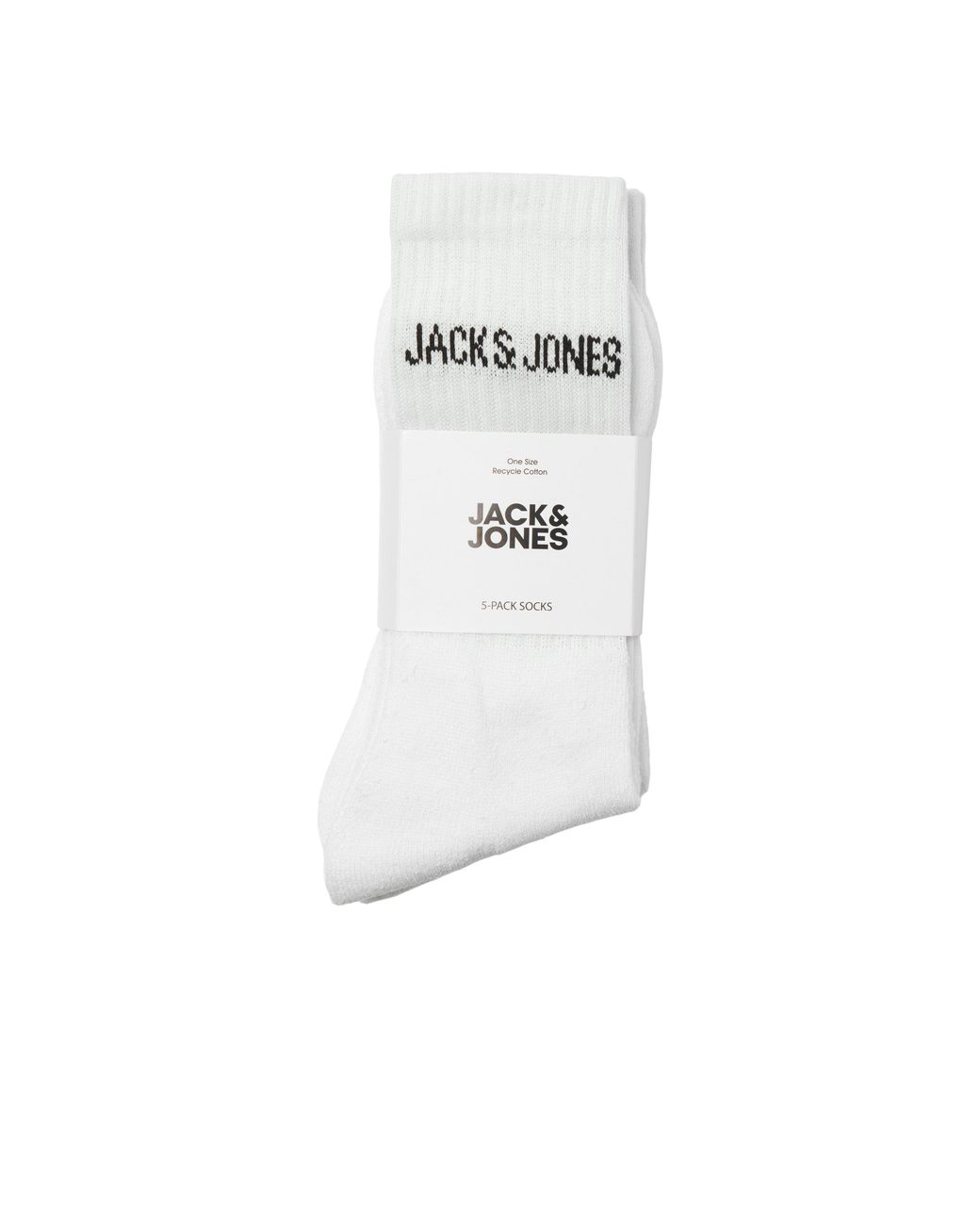 Jack & Jones White Regen 5 Pack Crew Socks for men