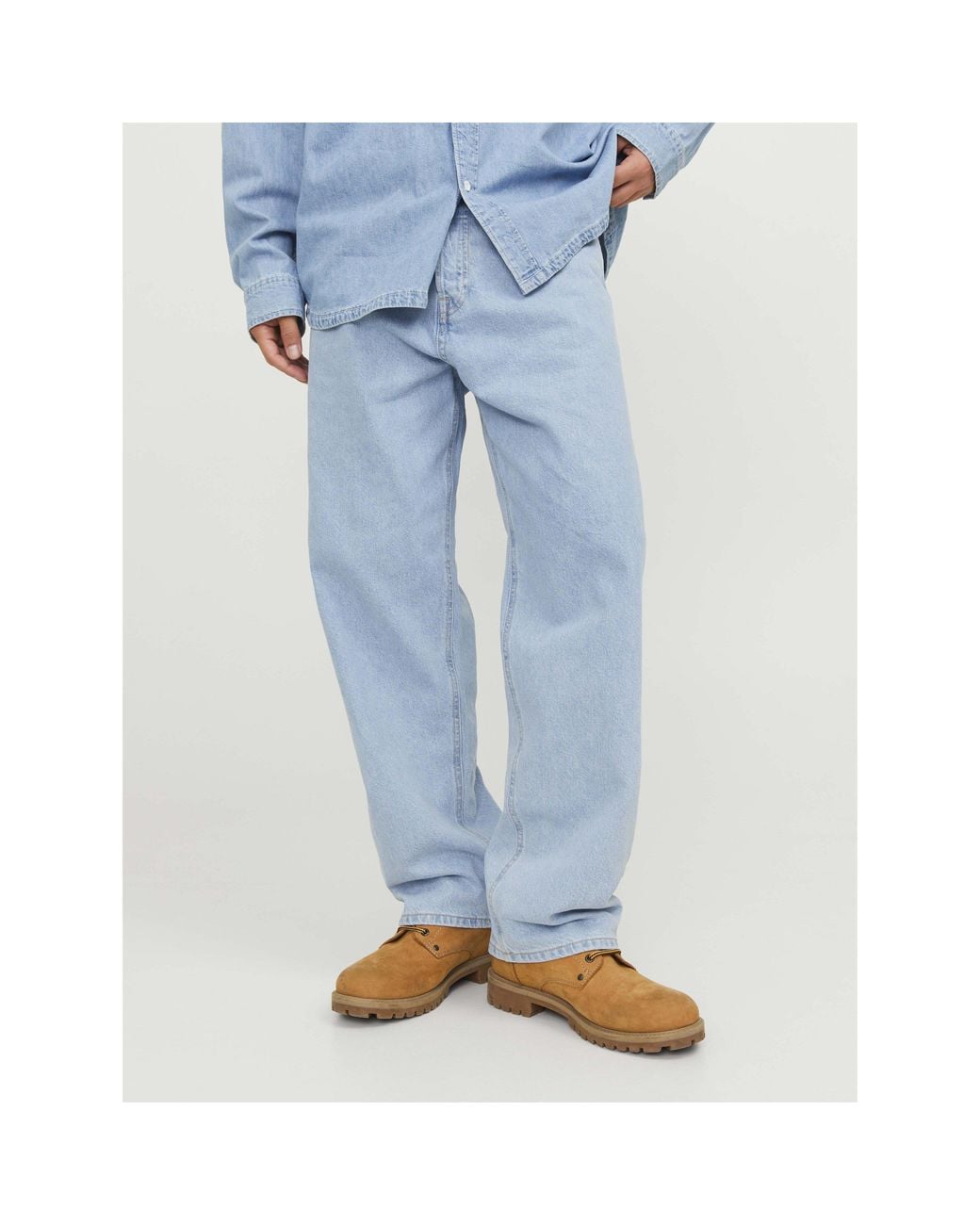 Jack & Jones Blue Alex Original Cotton High-Waisted Wide-Leg Jeans for men