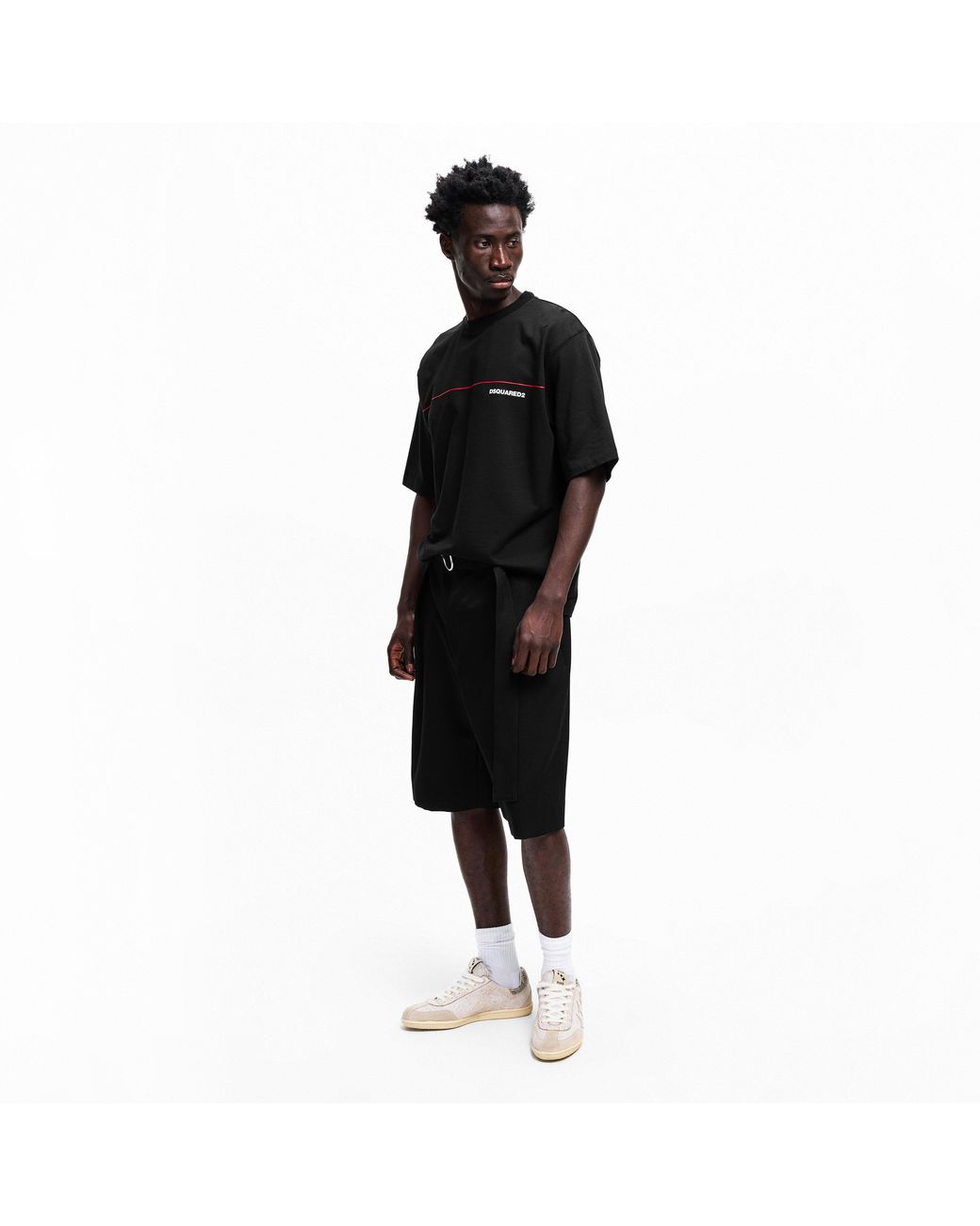 DSquared² Black Dsq Line Oversized T-Shirt for men
