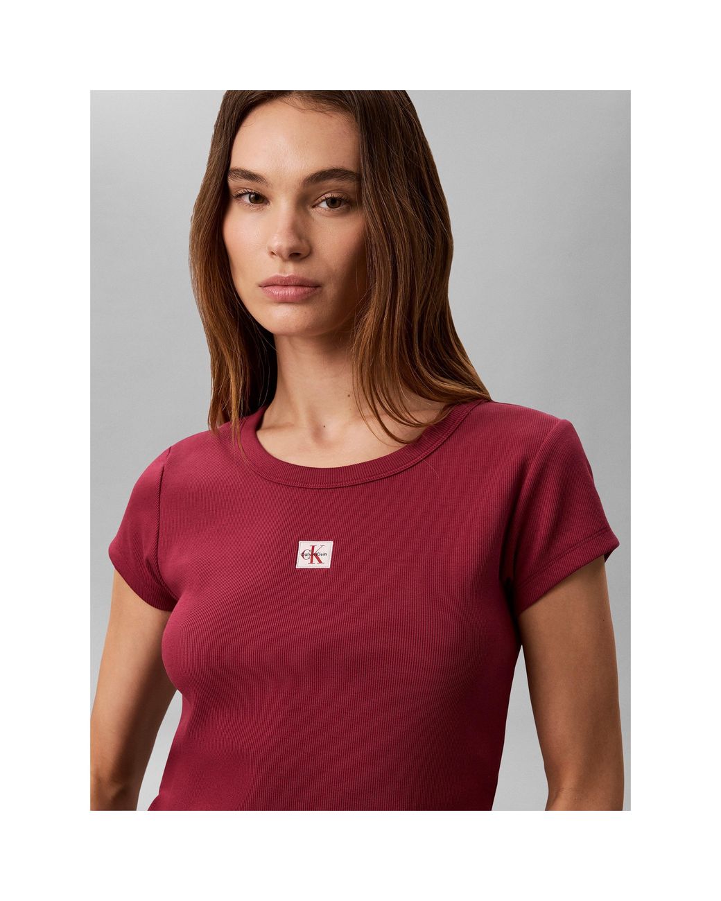 Calvin Klein Purple Woven Ribbed Baby Tee