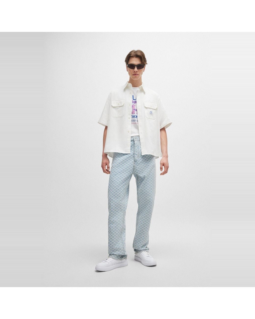 HUGO White Oversized-Fit Shirt for men