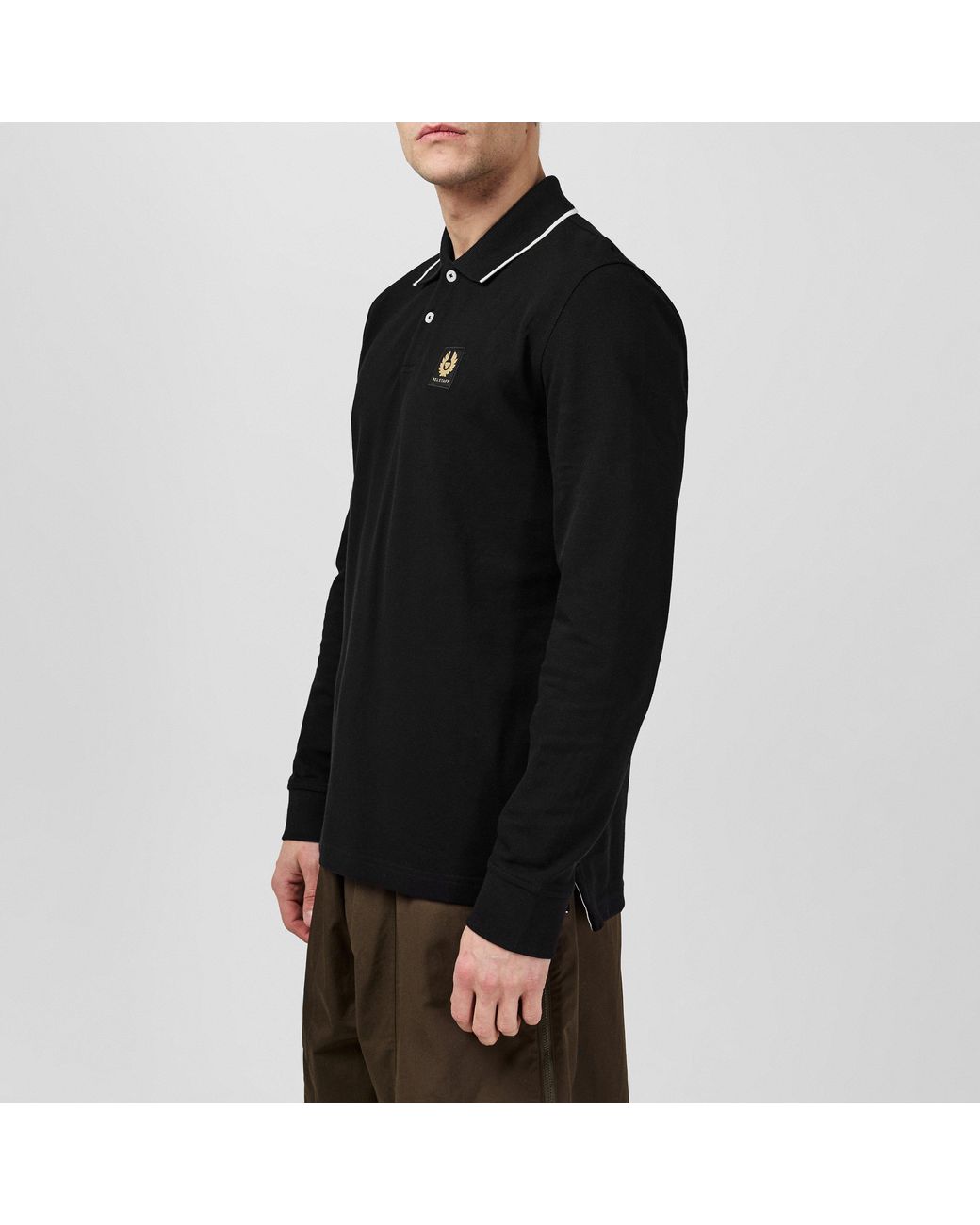 Belstaff Black Tip Long Sleeve Polo Shirt for men