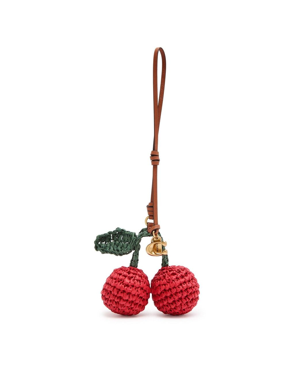 COACH Red Straw Cherries Bag Charm