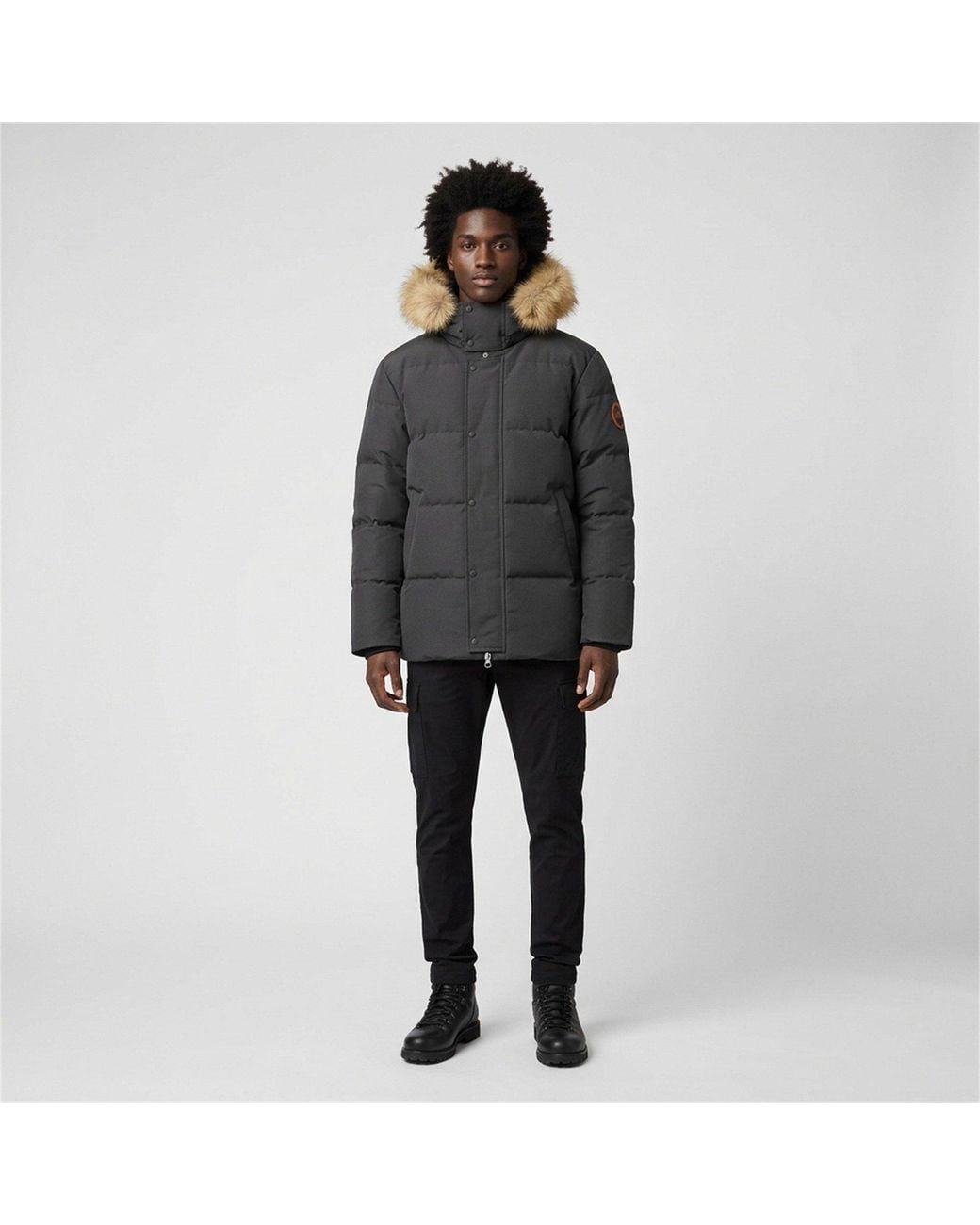 ARCTIC ARMY Black Muskox Waterproof Baffle Stitching Detachable Hood Parka for men