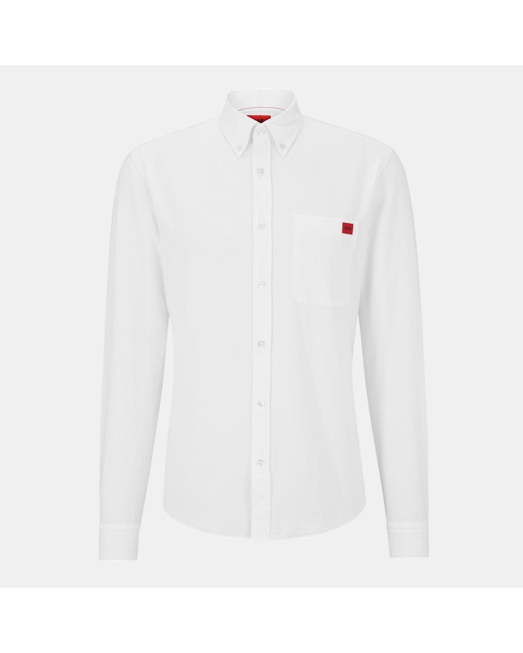 HUGO White Evito Long Sleeve Shirt for men
