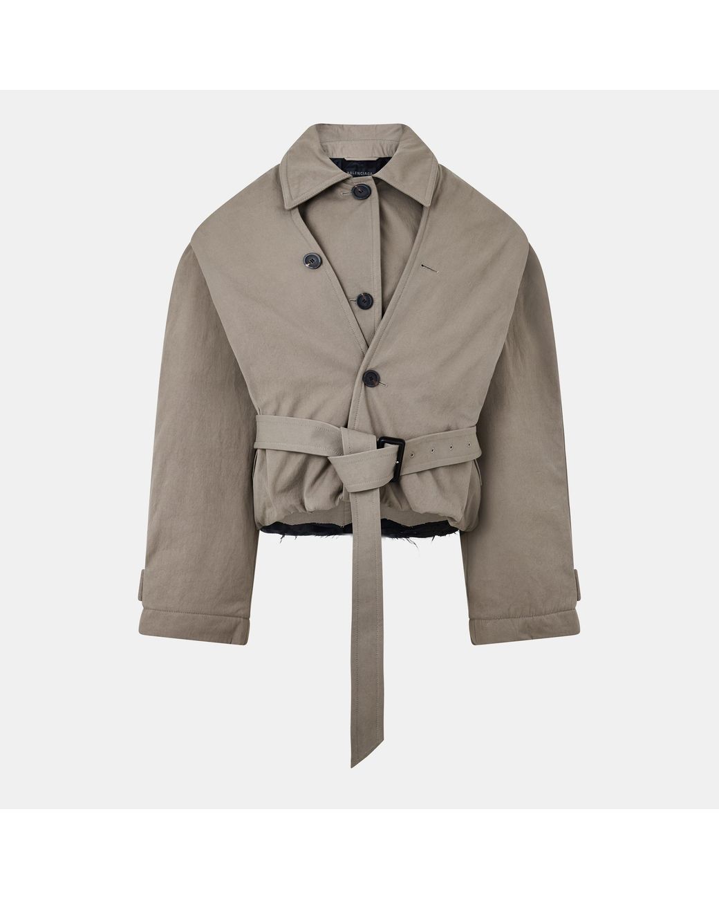Balenciaga Gray Hooded Trench Coat