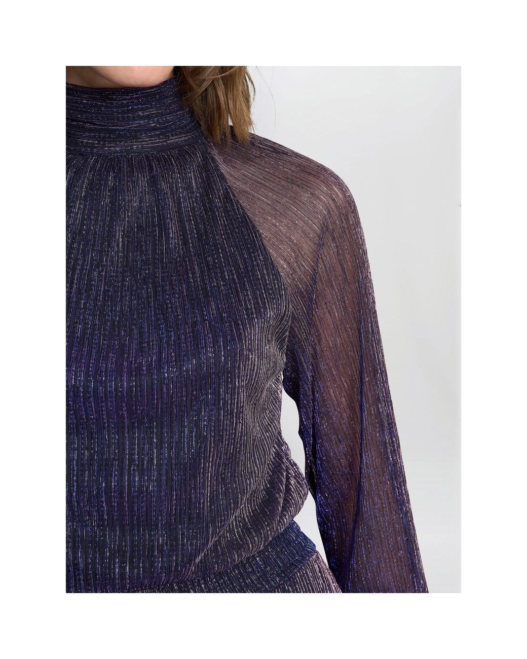 Gina Bacconi Blue Kylie Metallic Knit Jumpsuit
