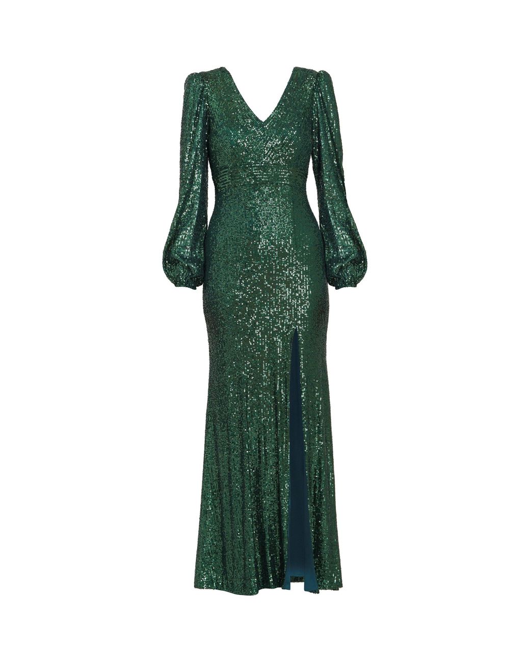 Gina Bacconi Green Alison Sequn V Neck Maxi Dress